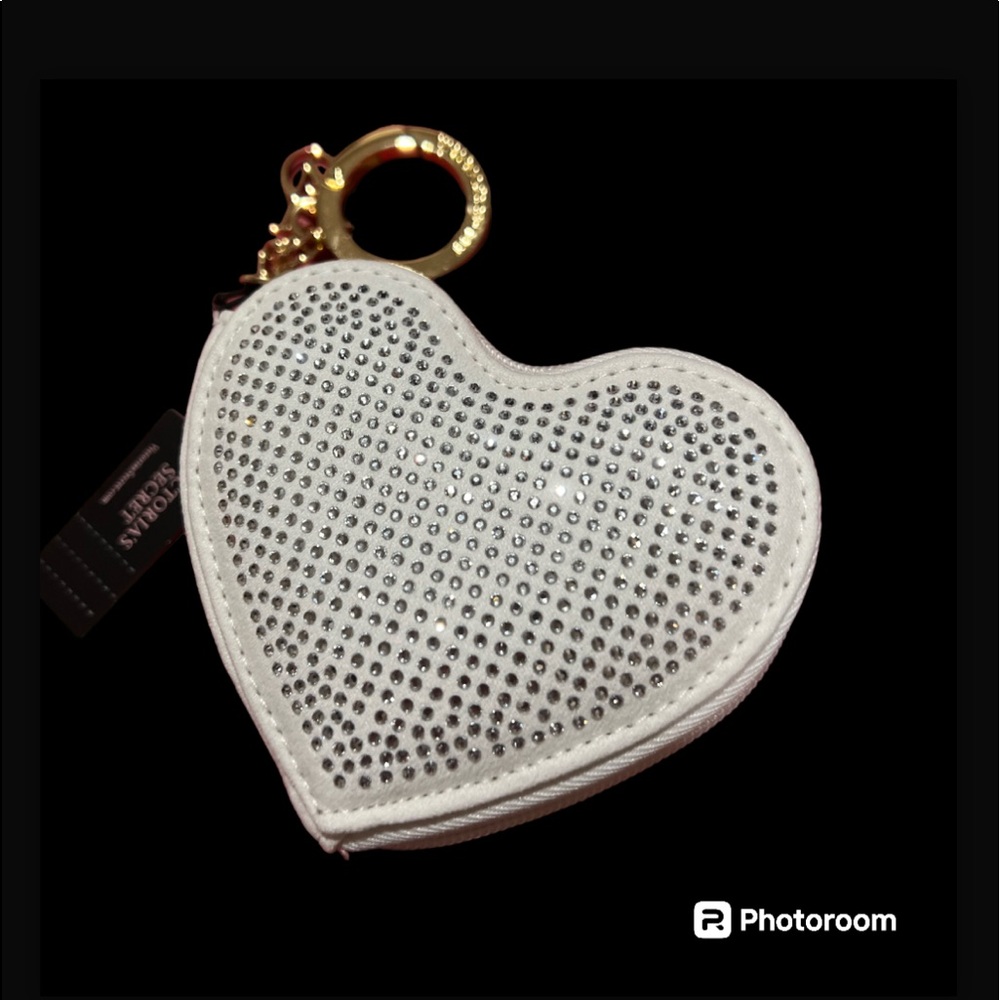 Victoria’s Secret WHITE Heart Shaped Rhinestone pouch